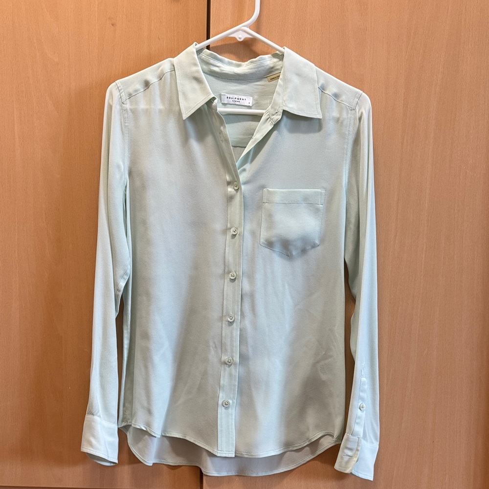 Equipment Mint Green Silk Blouse - image 1